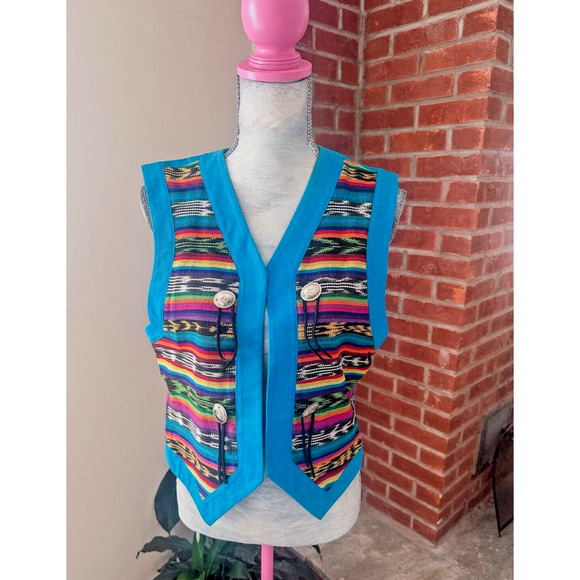 Ali Miles Jackets & Blazers - Ali Miles Vintage Southwestern Bright Colored Vest Petite Medium